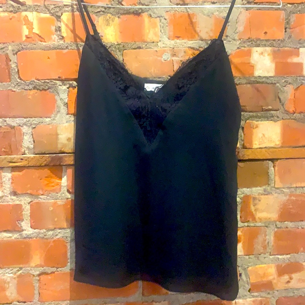 NWOT Socialite Black flowy Cami with lace - Size XS